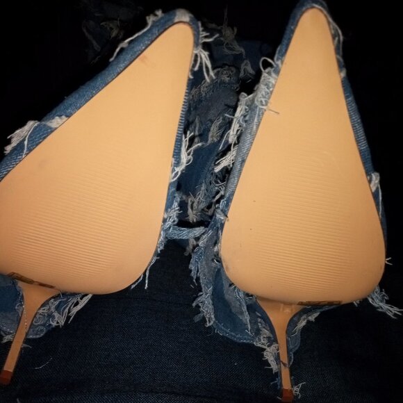 AZALEA WANG" SHREDDED PLEASURE " FOLD OVER BOOT IN DENIM(BRAND NEW !!!!!!!!!!!! - Picture 7 of 7